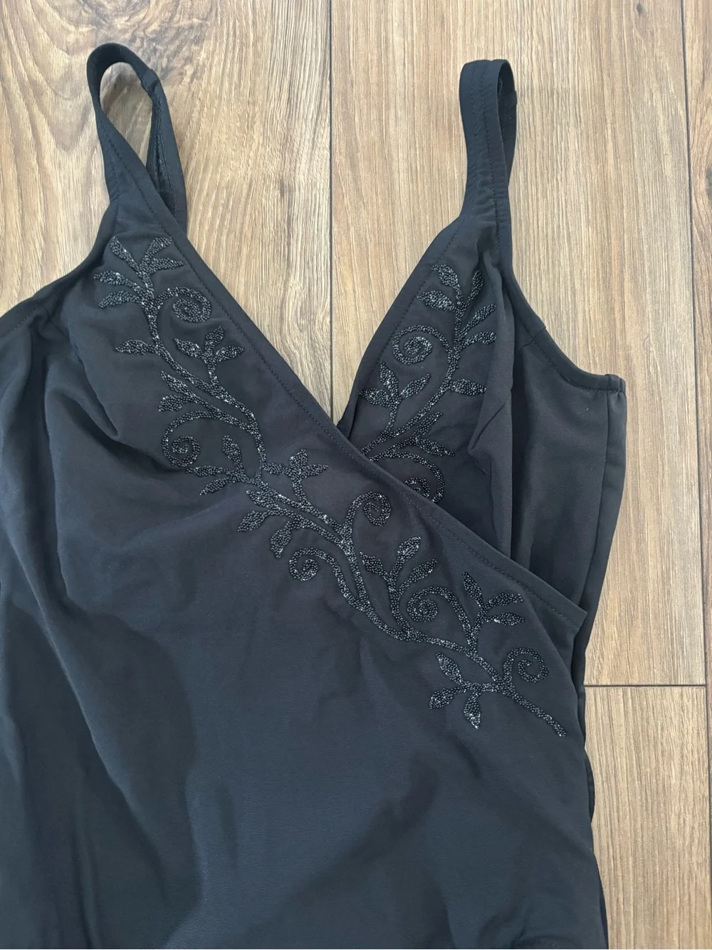 Miraclesuit Black Beaded V-neck Swimsuit